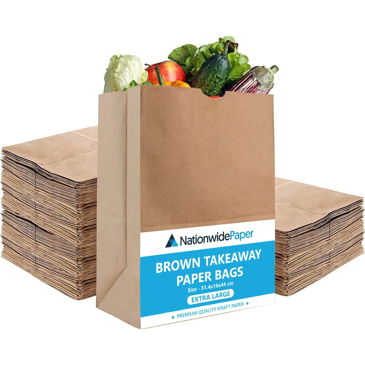 Extra Large Brown Paper Takeaway Bags 31.4x16x44cm No Handles