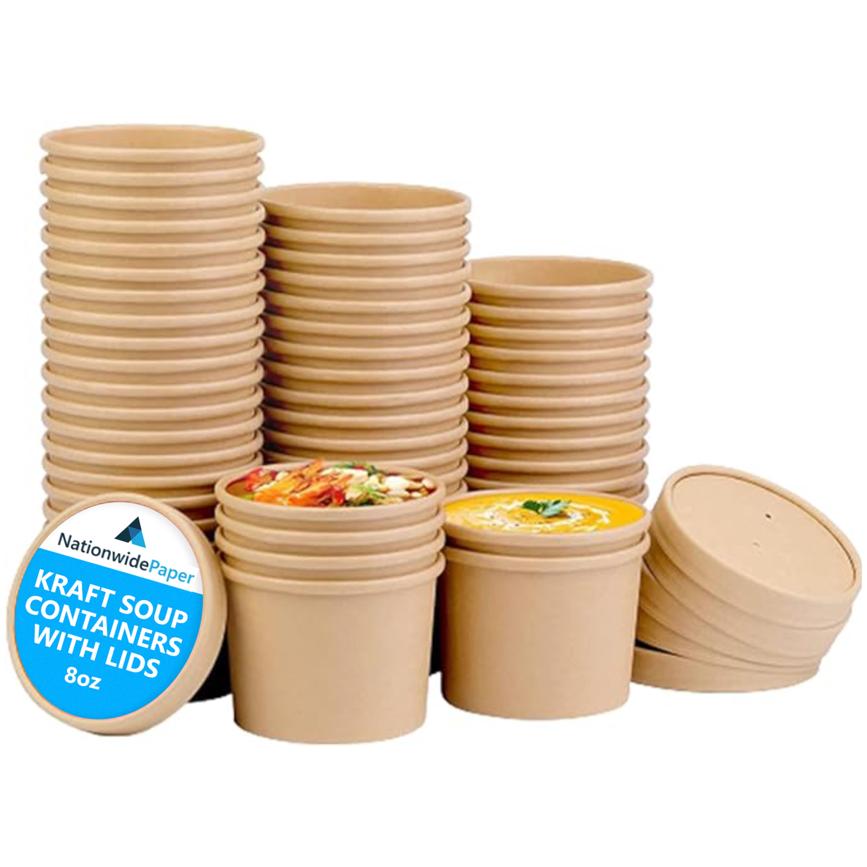 8oz Brown Kraft Soup Containers with Lids