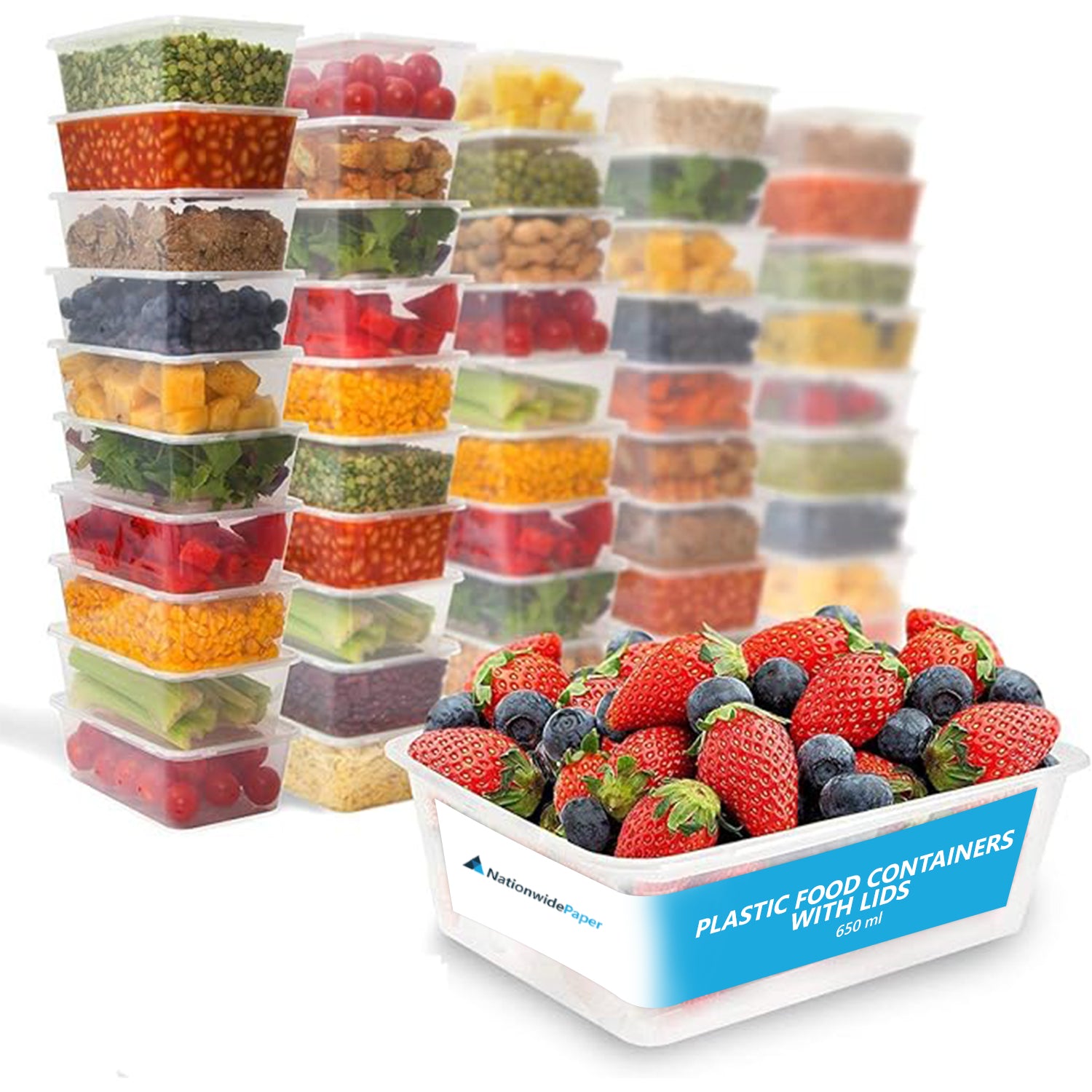 Plastic Food Containers with Lids 650ml