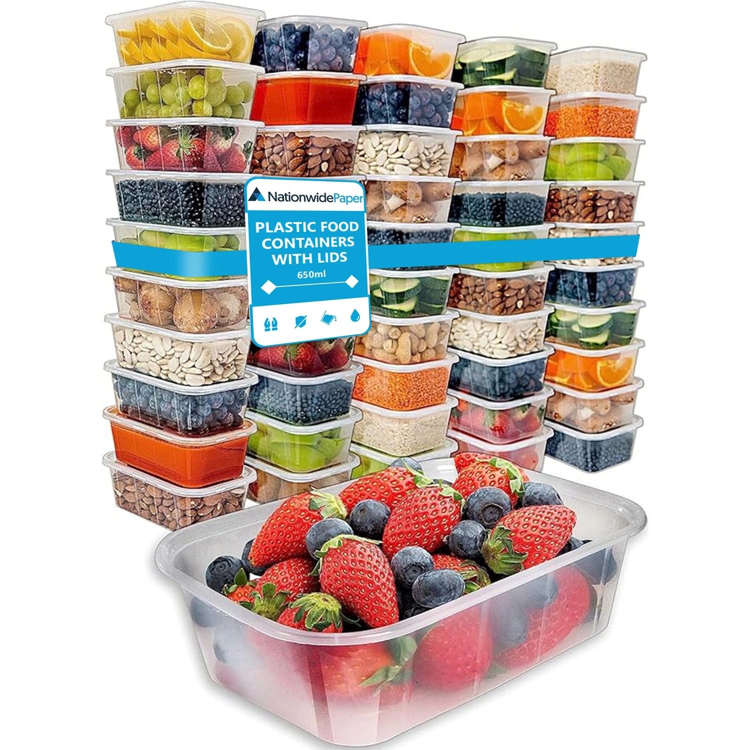 Plastic Food Containers with Lids 650ml