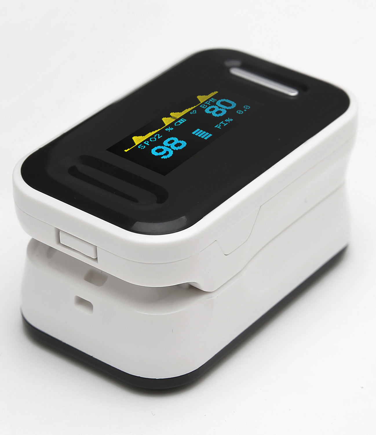 CE Certified SPo2 Pulse Oximeter - NHS Adherent White & Black