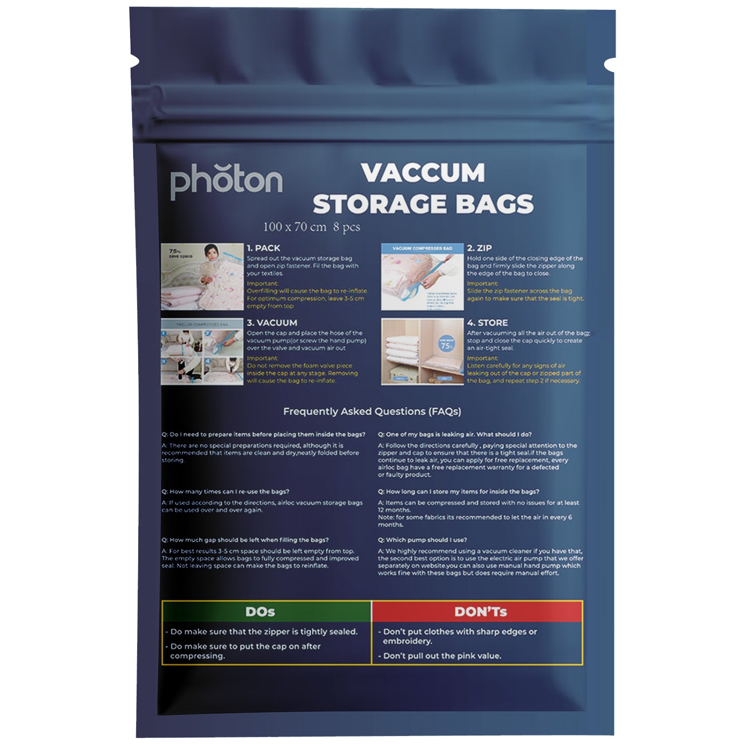 Vacuum Storage Bags Jumbo with Hand Pump