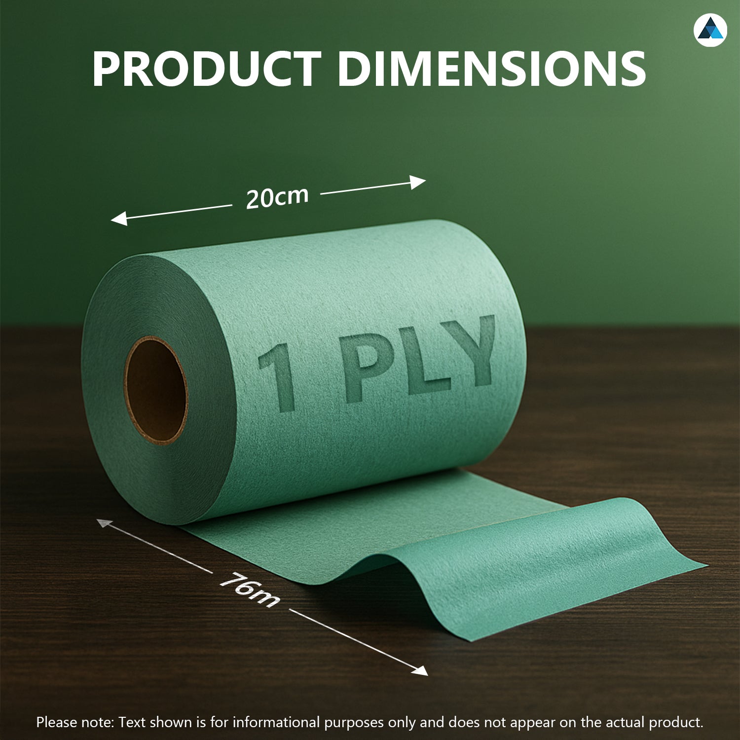 Green 1 Ply Paper Cleaning Roll 76m x 20cm