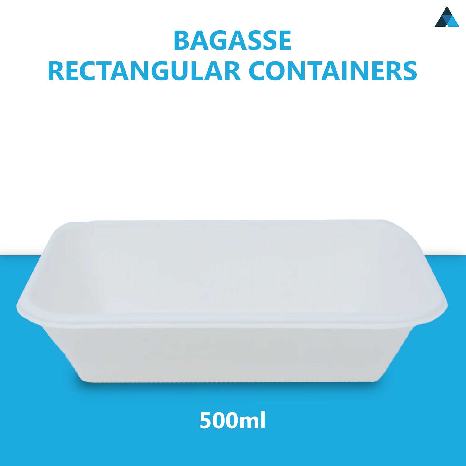 500ml Bagasse Rectangular Container White Pack of 50