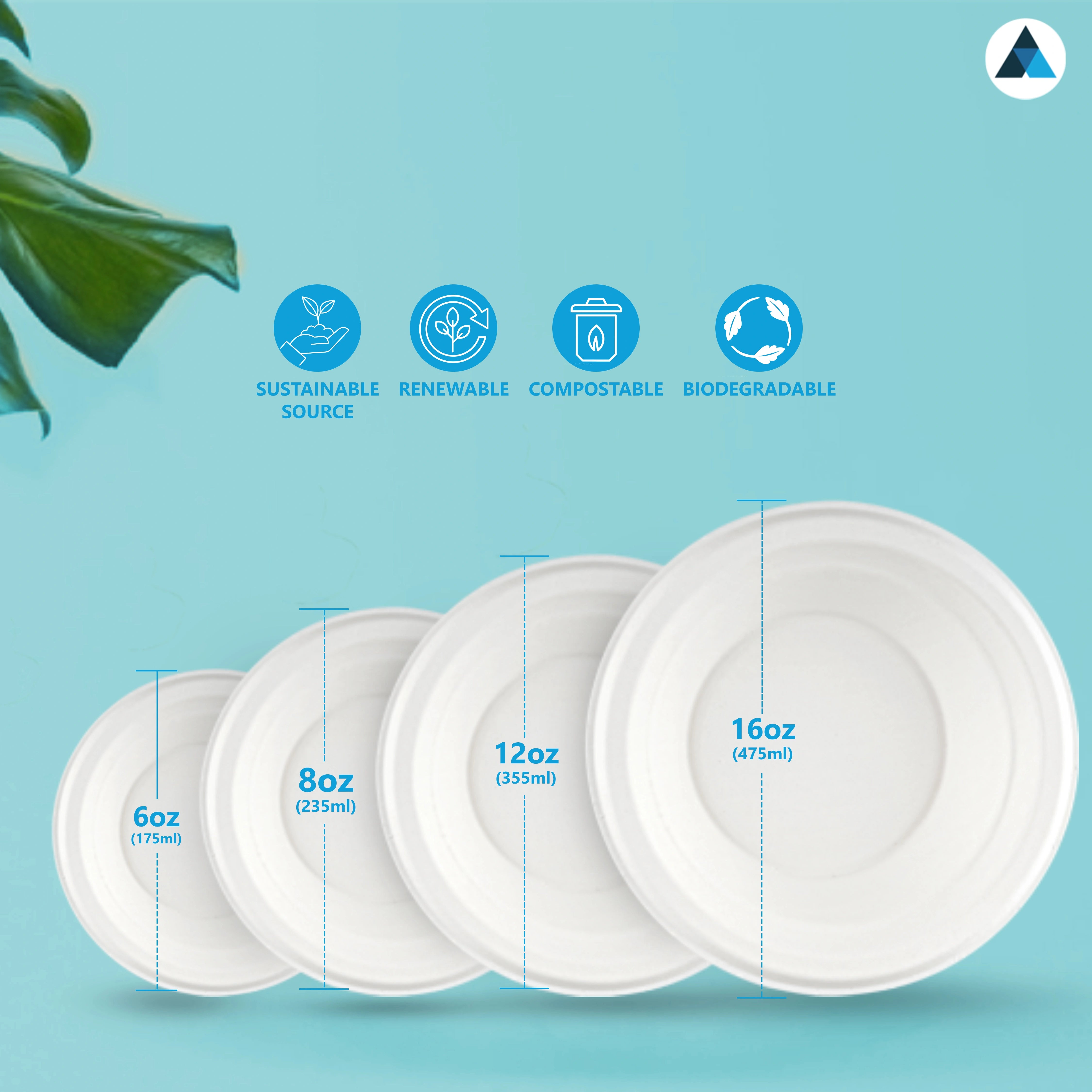 White Bagasse Bowls Sugarcane Disposable