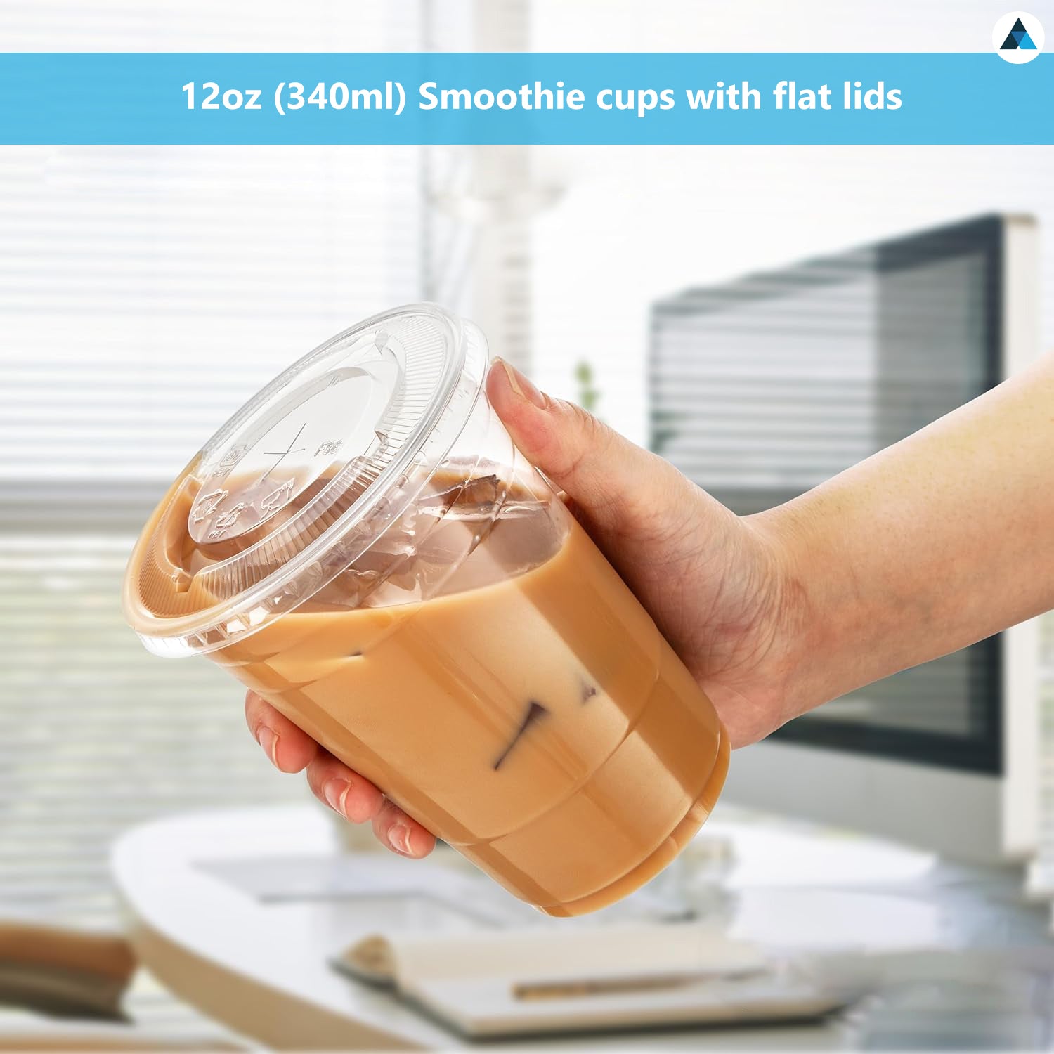 12oz Crystal Clear Smoothie Cups with Flat lids