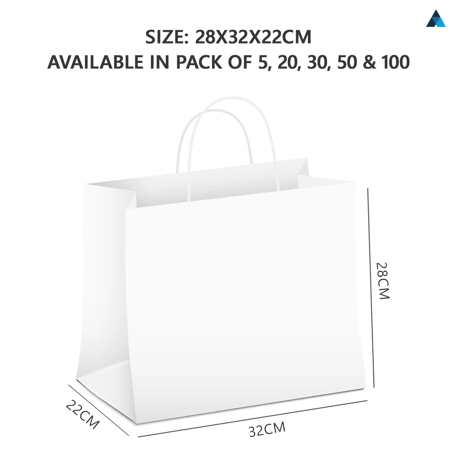 Extra large White Paper Twist Handle Bags 32x22x28cm