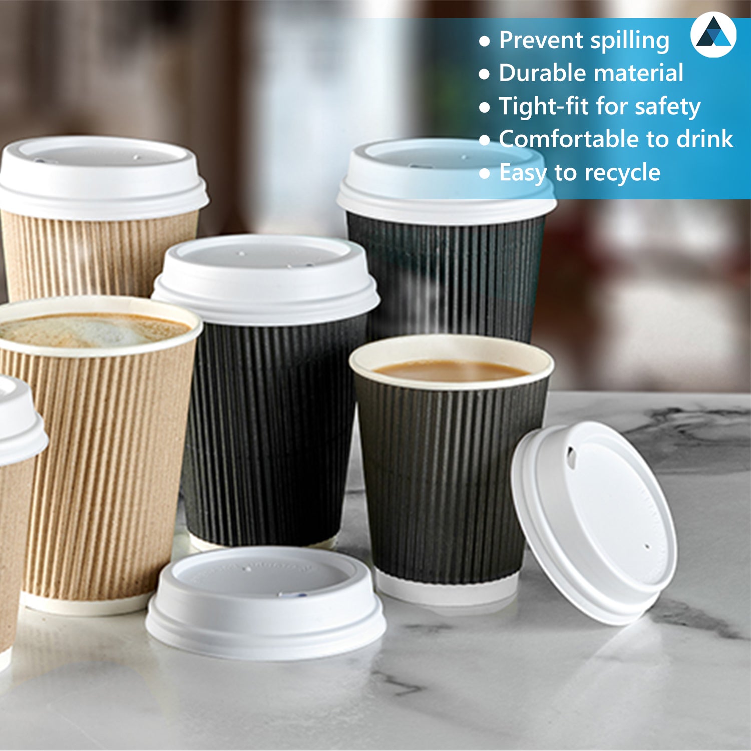 Black and White Lids for Coffee Cups