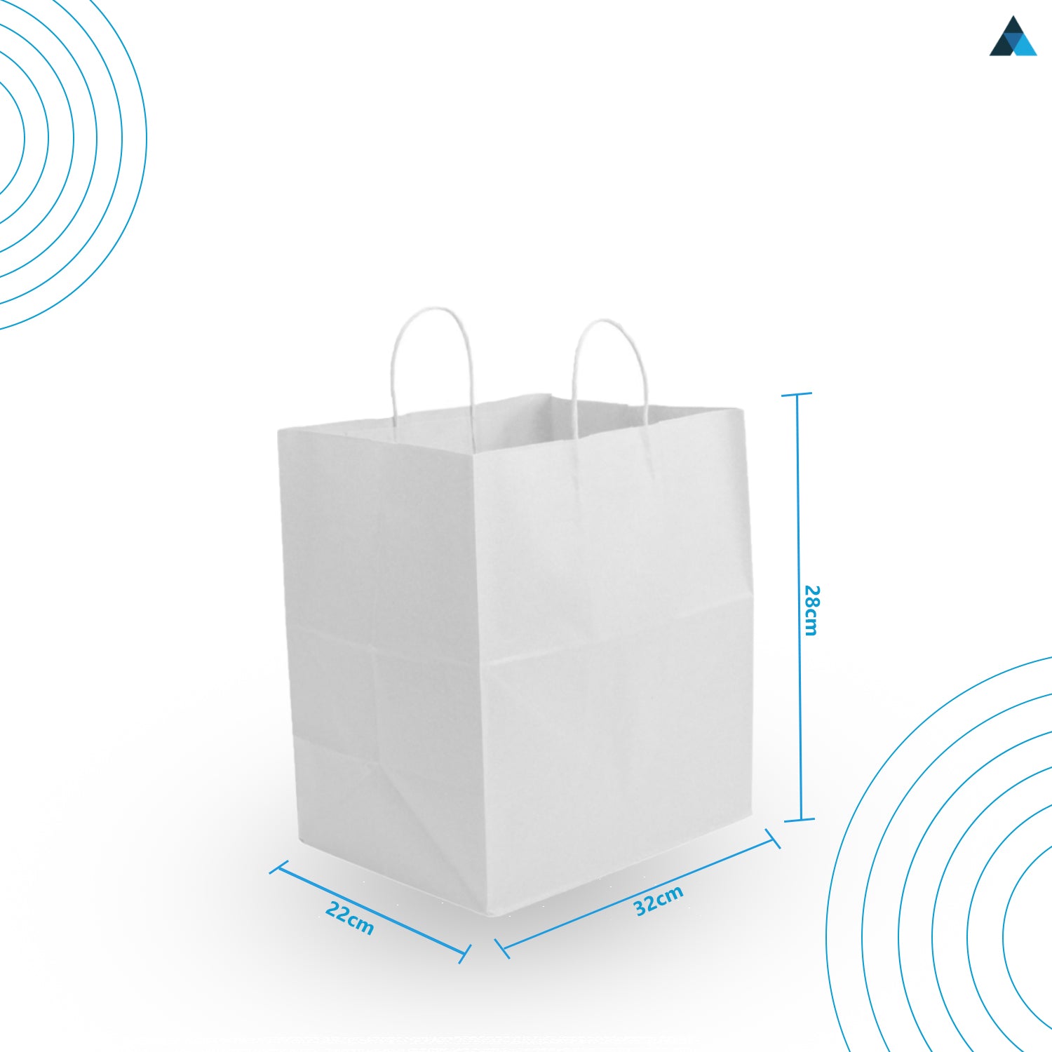 Extra Large White & Brown Paper Bags with Twisted Handles 32x22x28cm