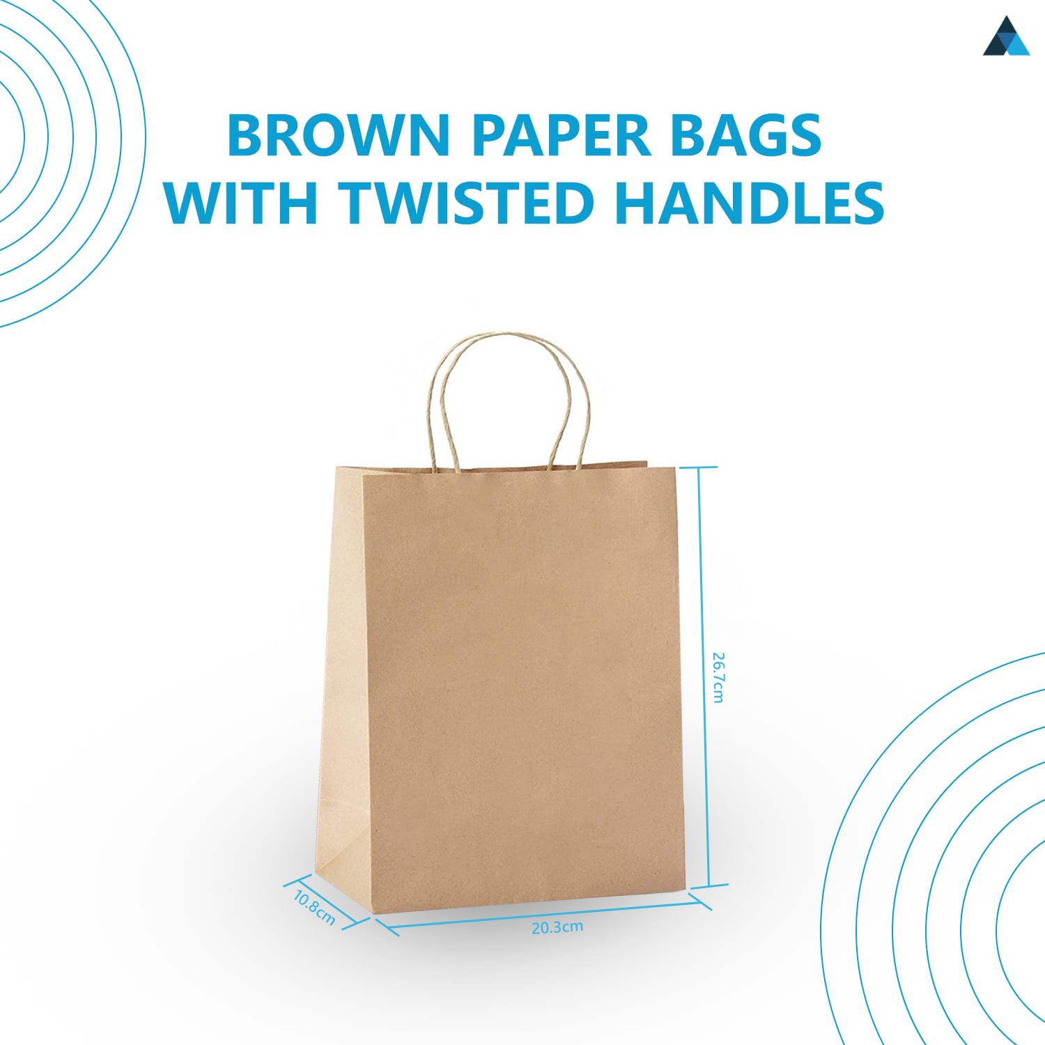 Medium Plus Brown Paper Twist Handle Bags 20.3x26.7x10.8cm