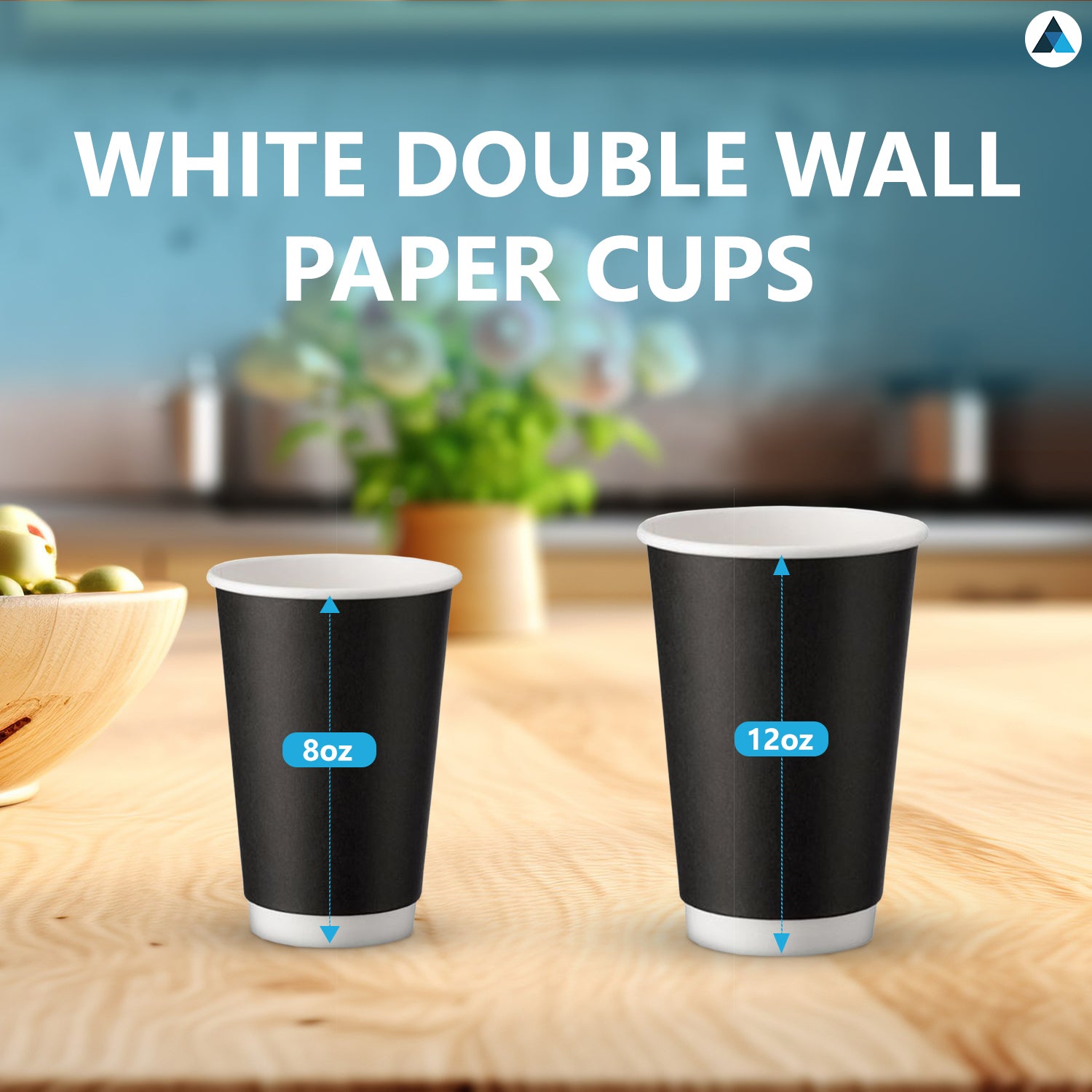 8oz Black Double Wall Paper Cups