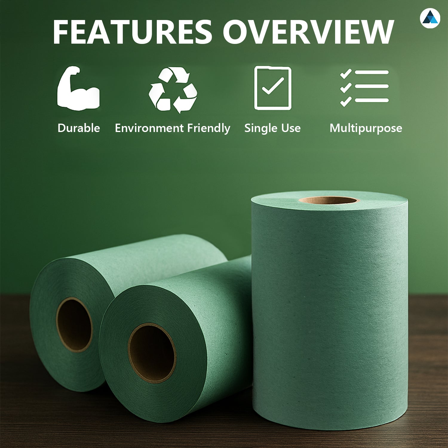Green 1 Ply Paper Cleaning Roll 76m x 20cm