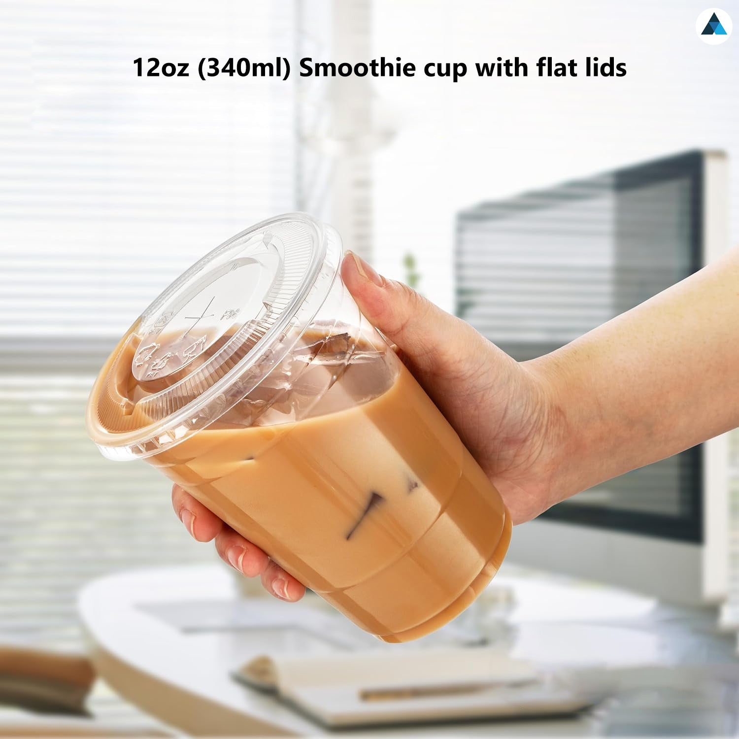 12oz Crystal Clear Smoothie Cups with Flat lids