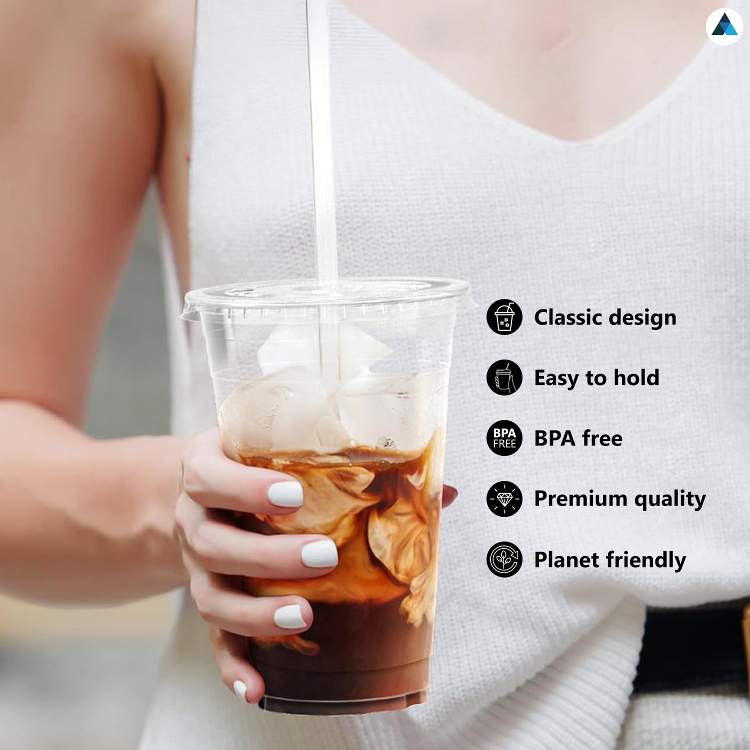 12oz Crystal Clear Smoothie Cups with Flat lids
