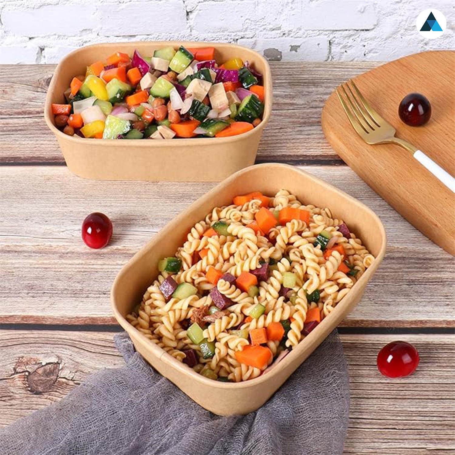 Rectangular Kraft Disposable Food Containers with Lids