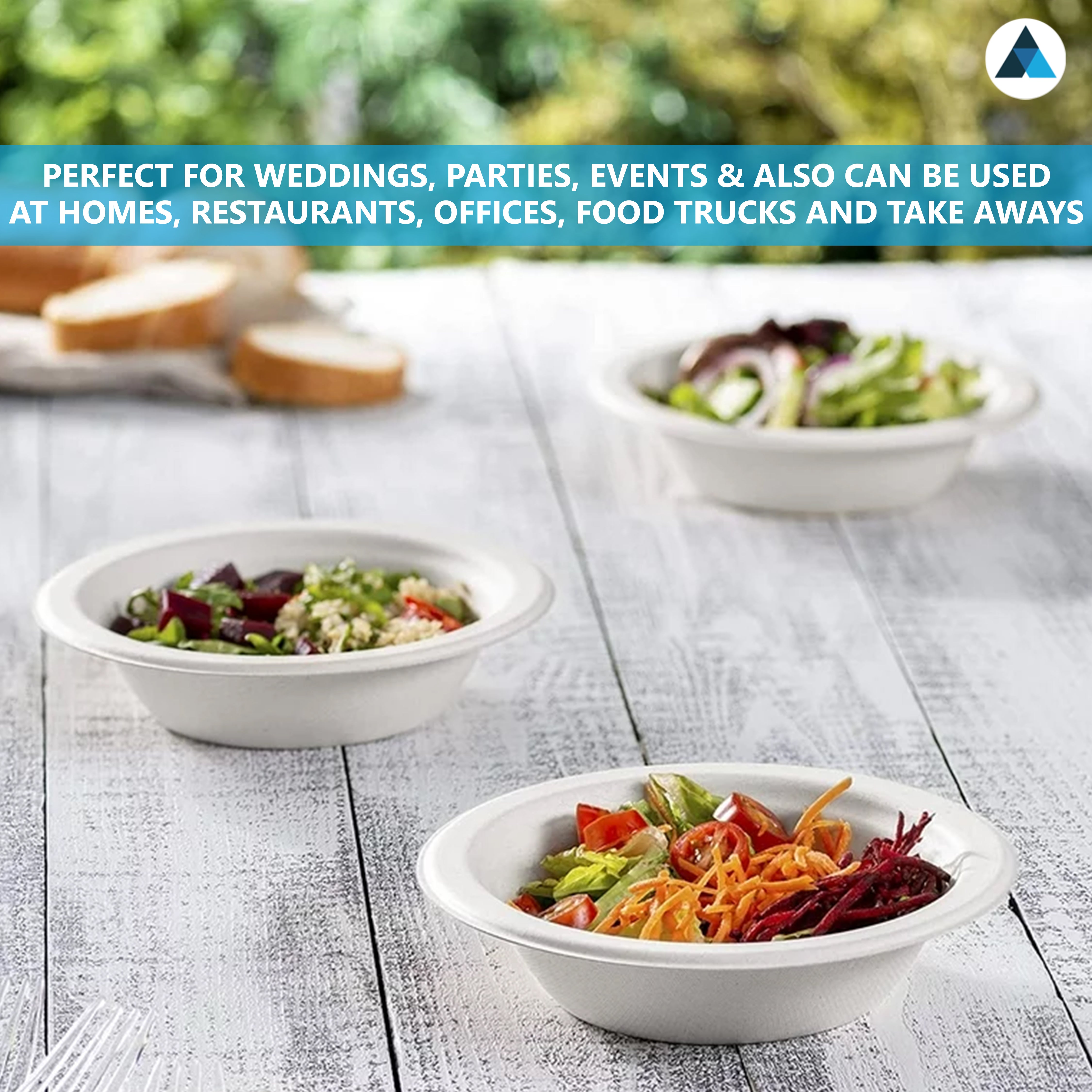 16oz White Bagasse Bowls Sugarcane Disposable