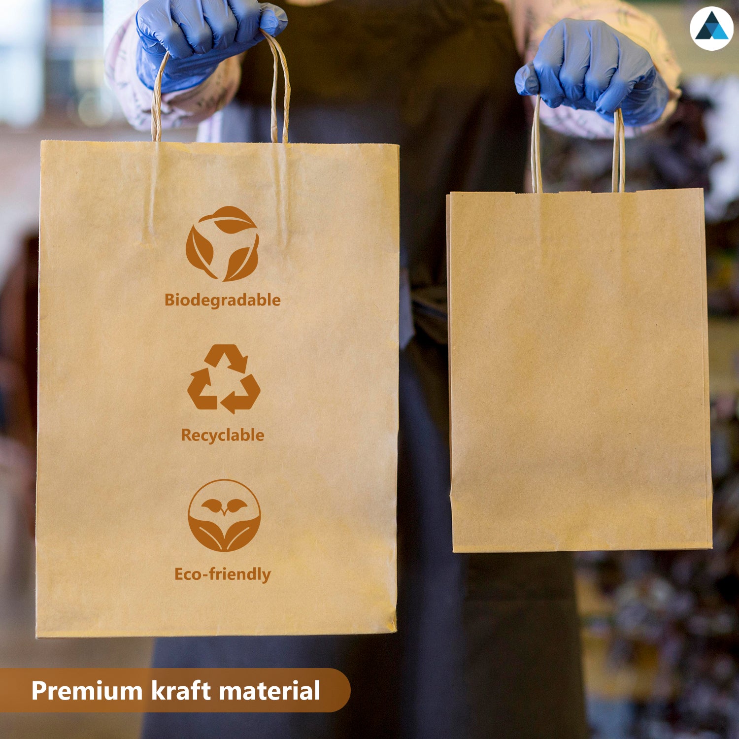 Medium Brown Paper Twist Handle Bags 20.5x12x25cm