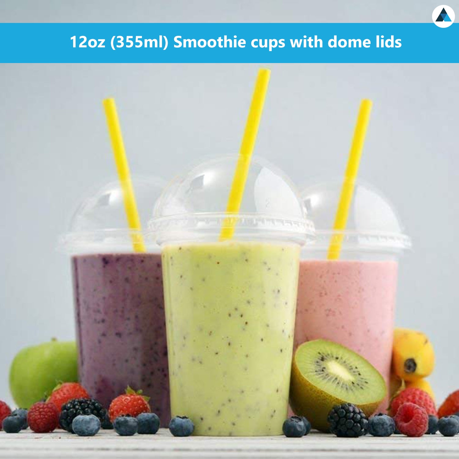 12oz Strong Smoothie Cups with Dome Lids 345ml