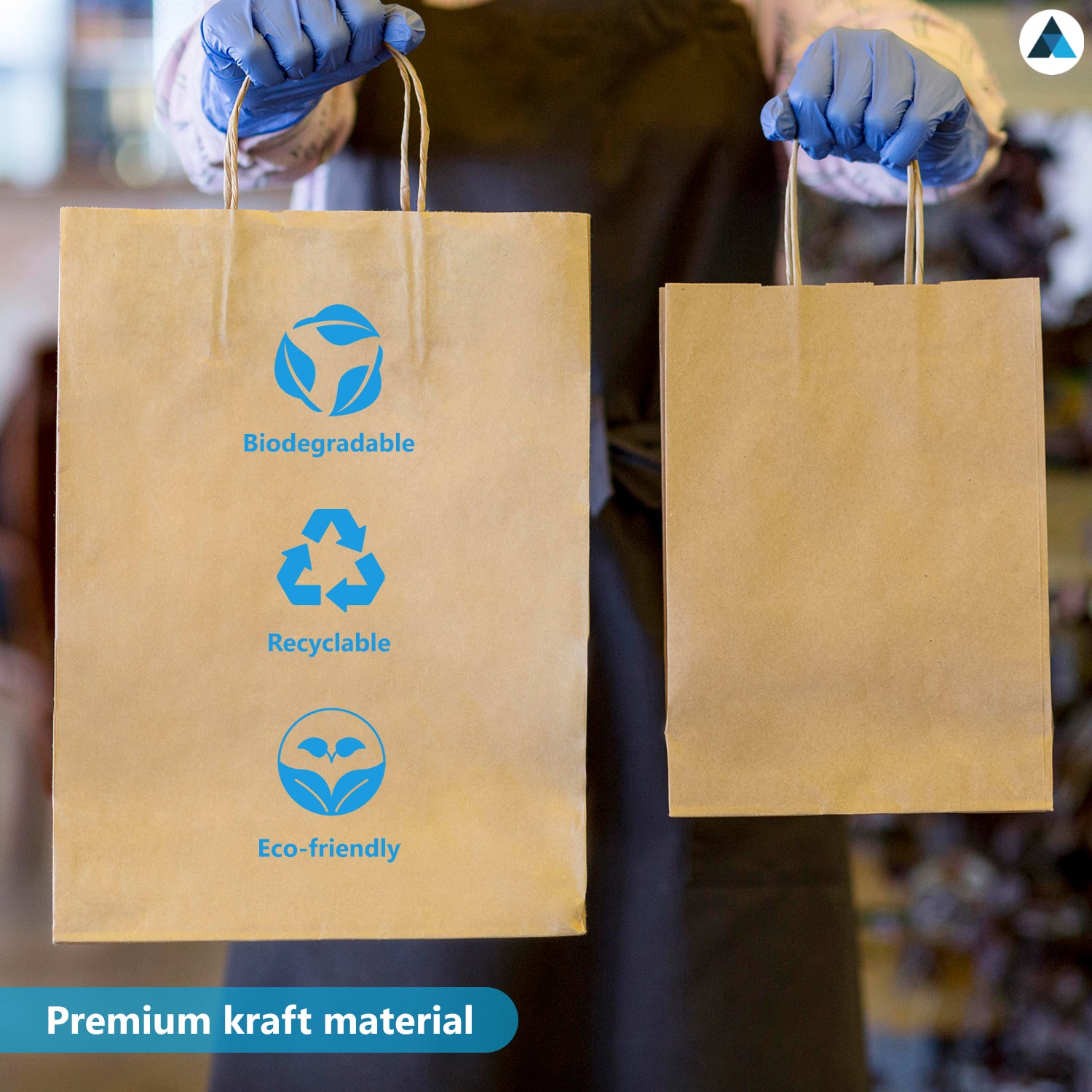 Extra Large White & Brown Paper Bags with Twisted Handles 32x22x28cm