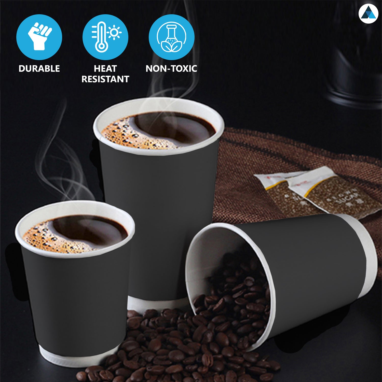 12oz Black Double Wall Paper Cups