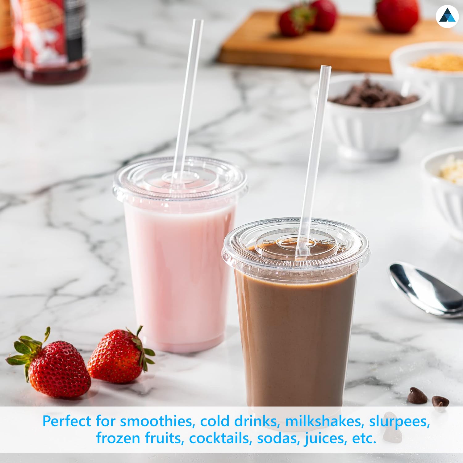 12oz Crystal Clear Smoothie Cups with Flat lids