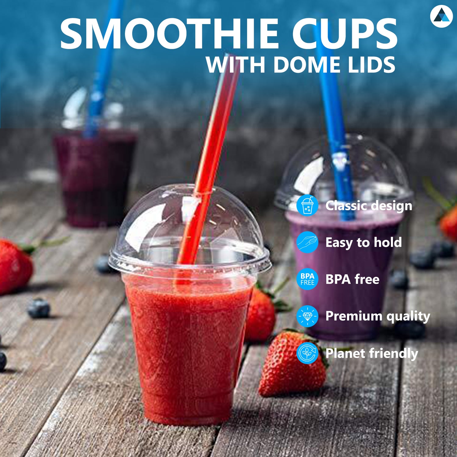 Strong Smoothie Cups with Dome Lids
