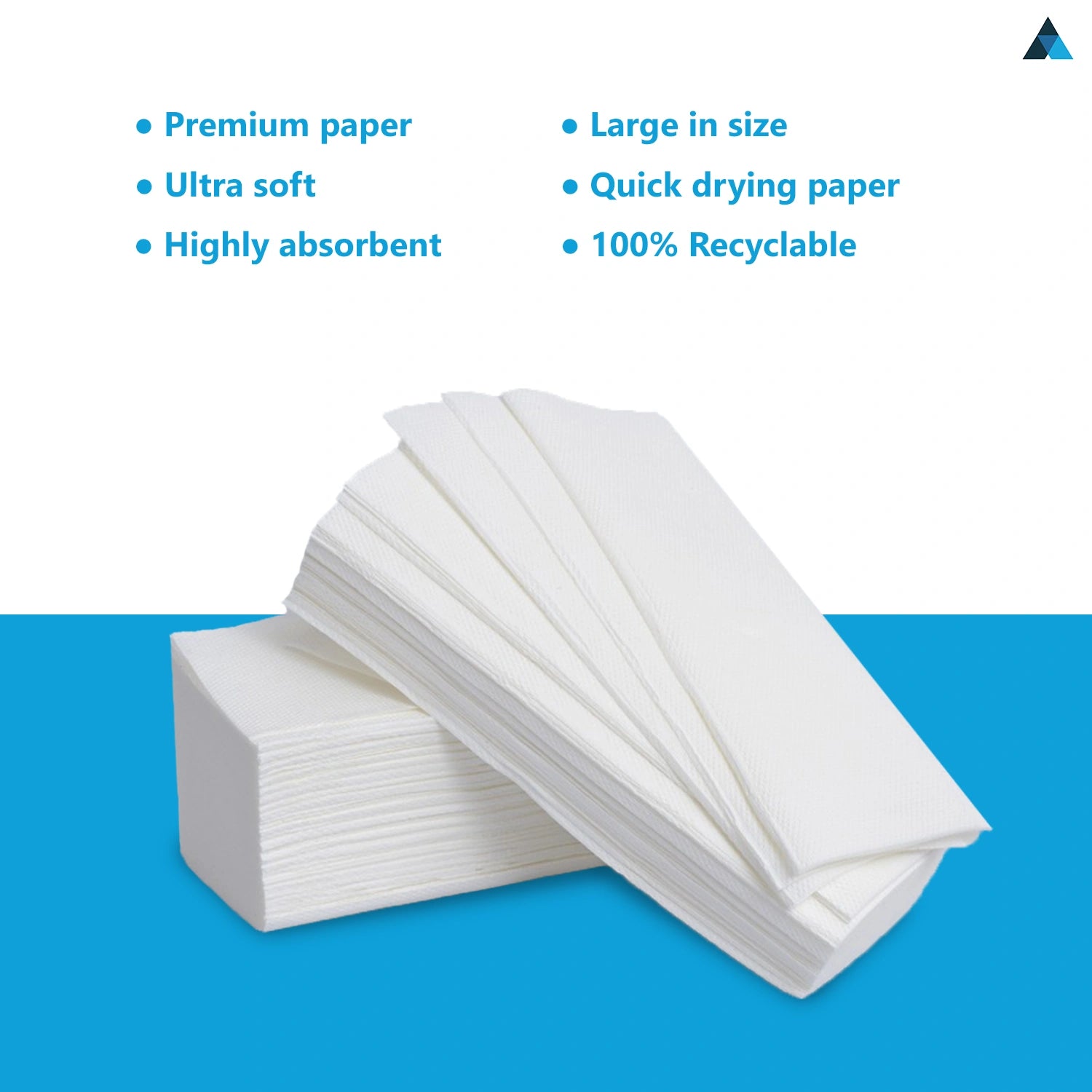 24x20.3cm Paper Towels 3000 Sheets Extra Strong 2 Ply Paper Towels Z Fold White