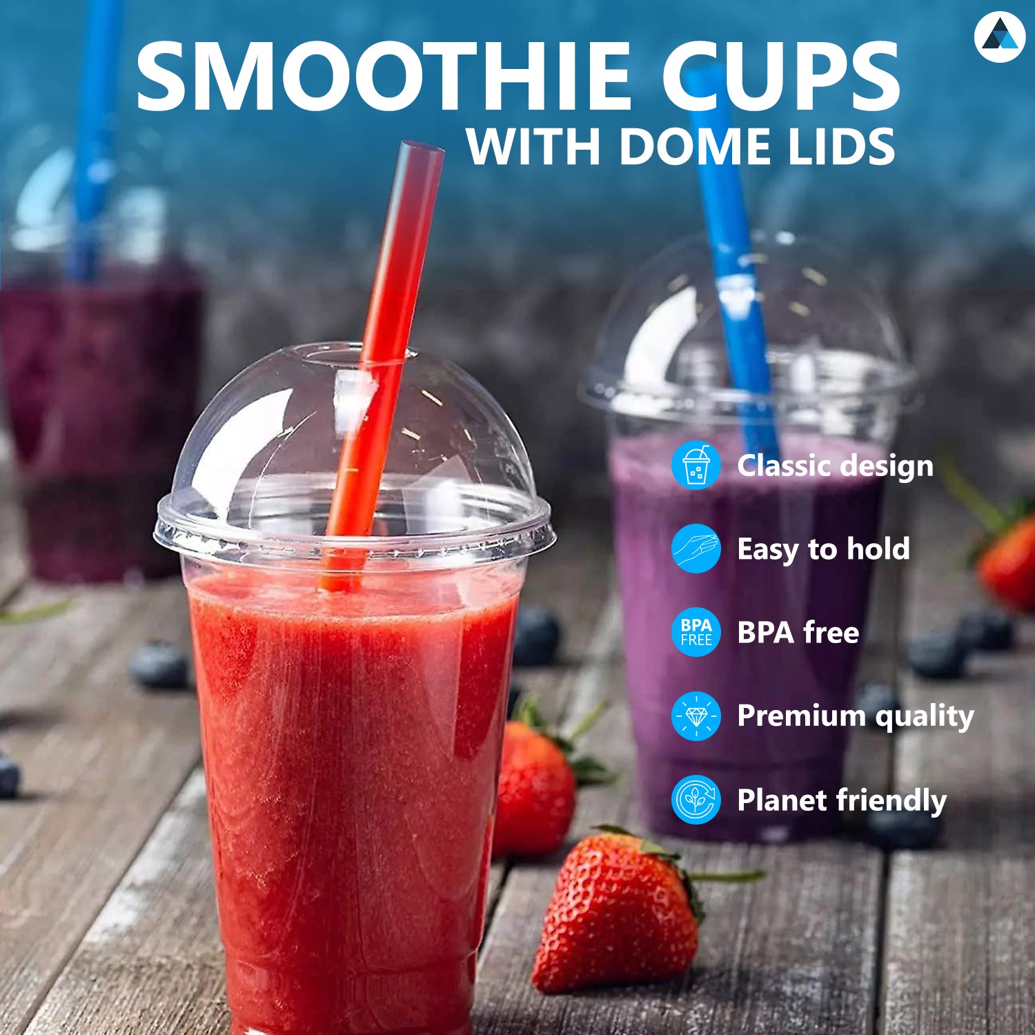 12oz Strong Smoothie Cups with Dome Lids 345ml