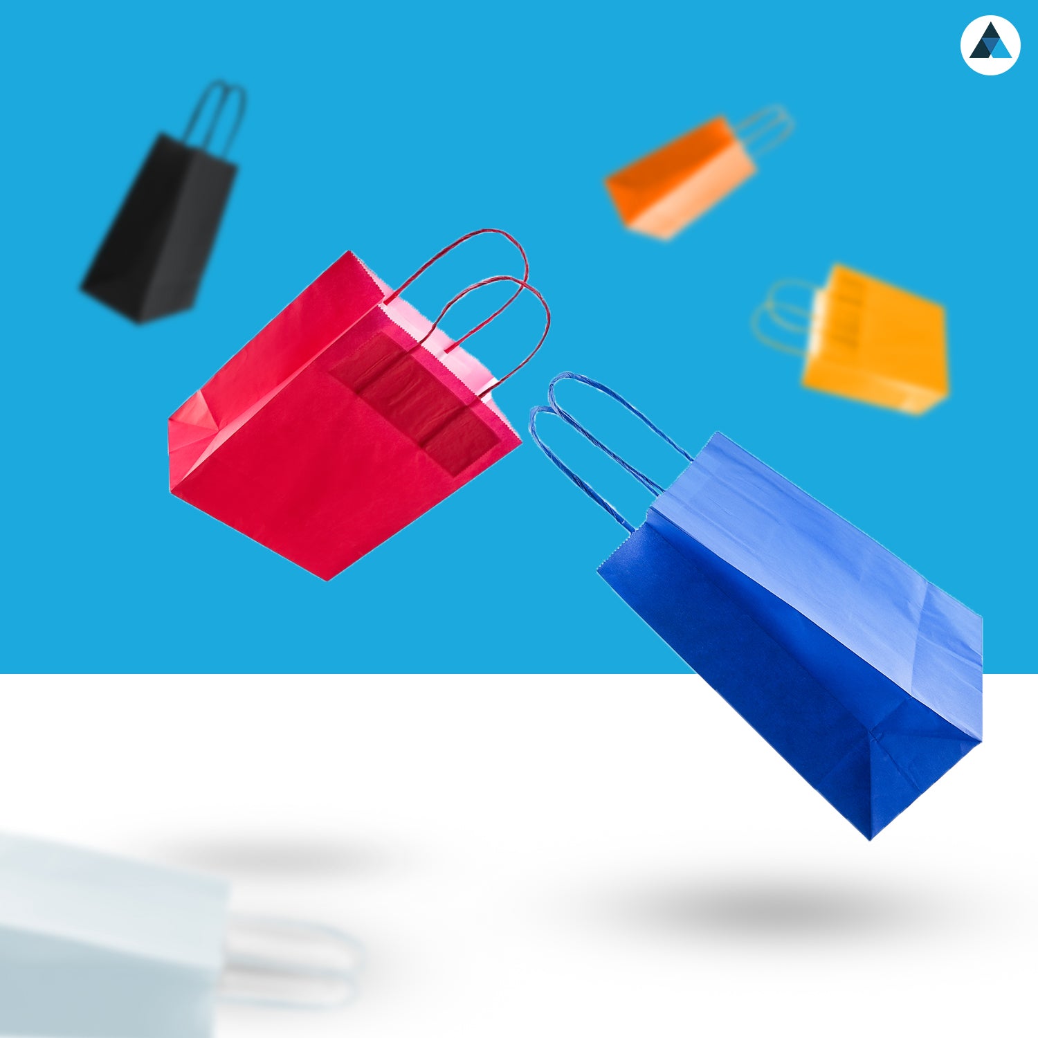 Small Blue Paper Twist Handle Bags 18x9x22cm