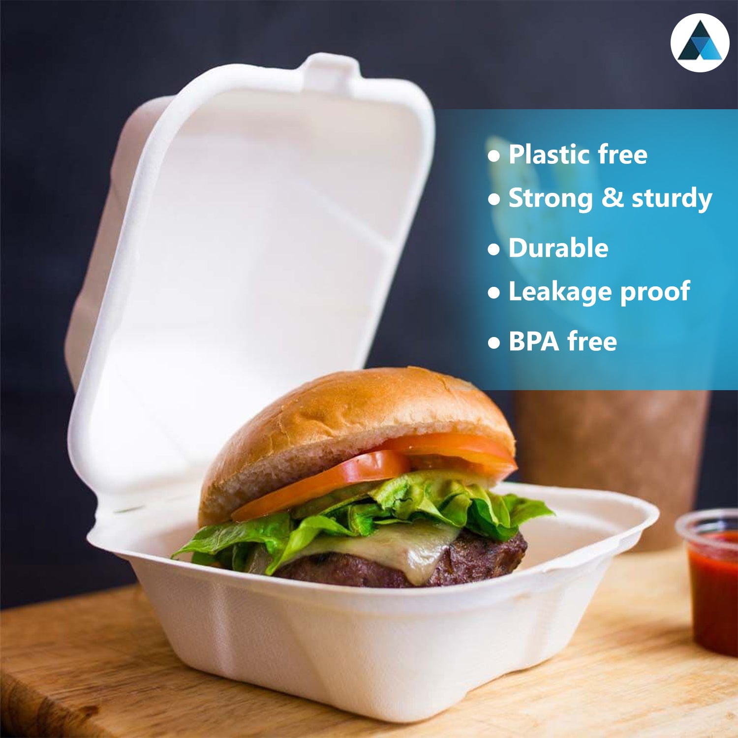 Takeaway Bagasse Food Containers Burger Box
