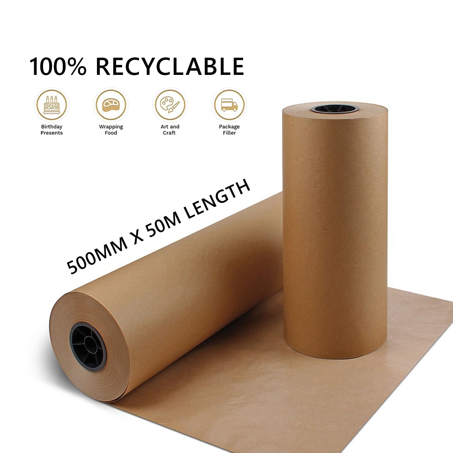 Brown Kraft Wrapping Paper Roll 500mm