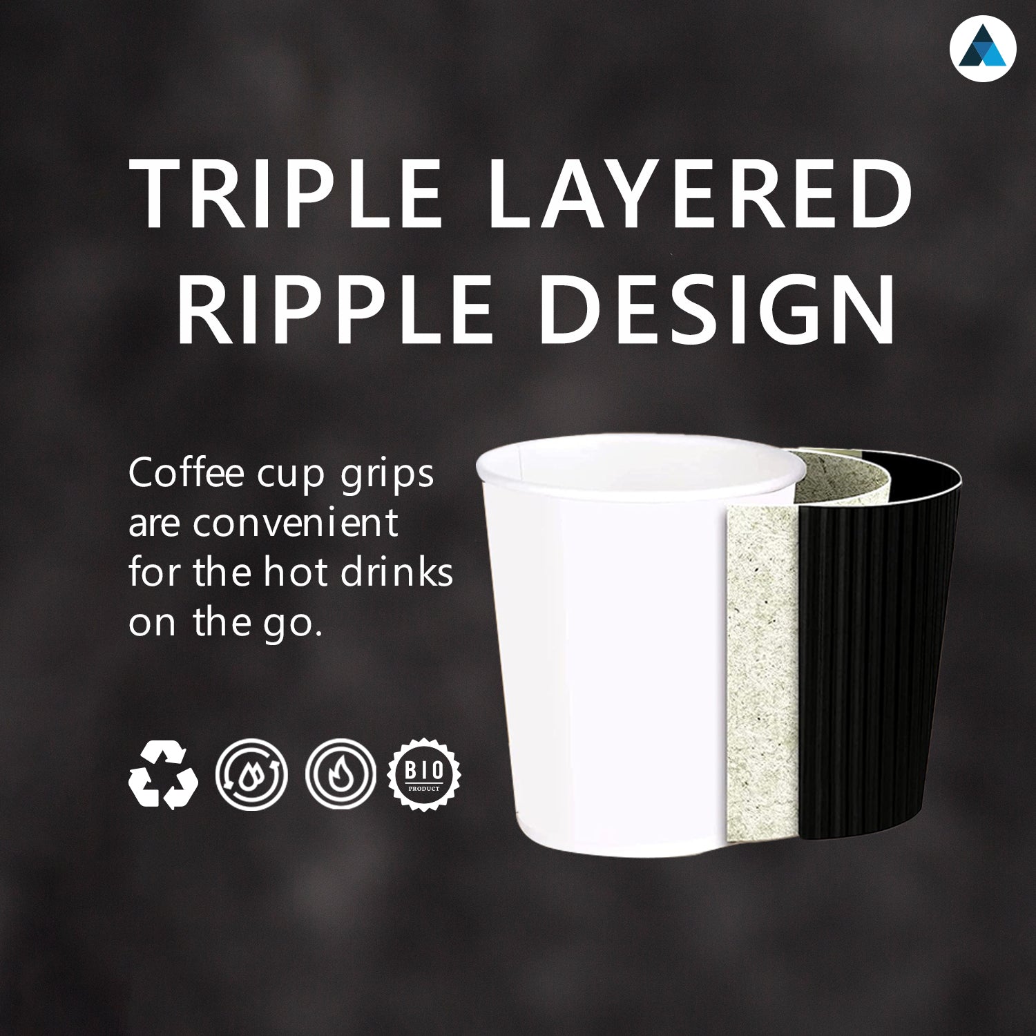 8oz Black Ripple Cups with Lids