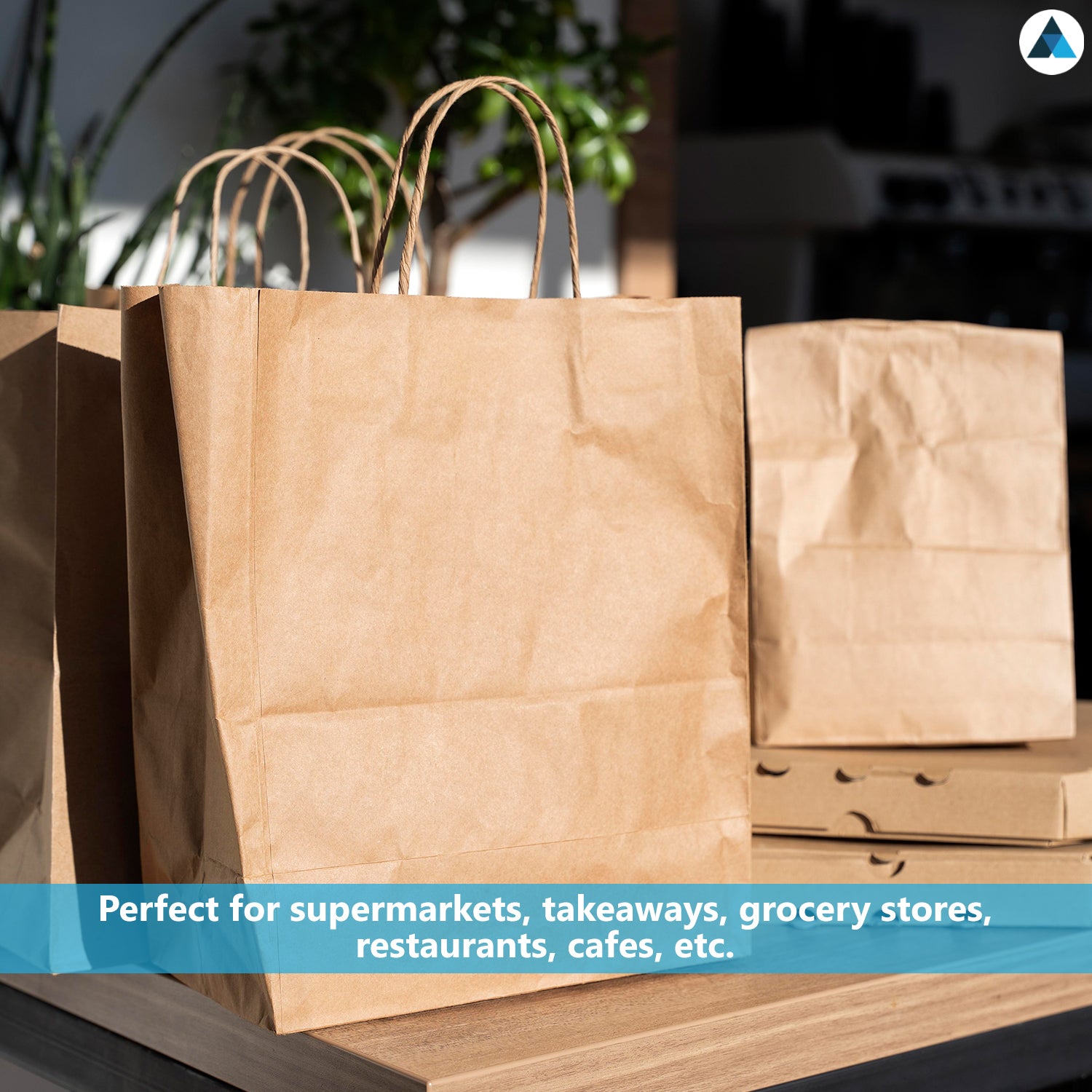 Extra Large White & Brown Paper Bags with Twisted Handles 32x22x28cm