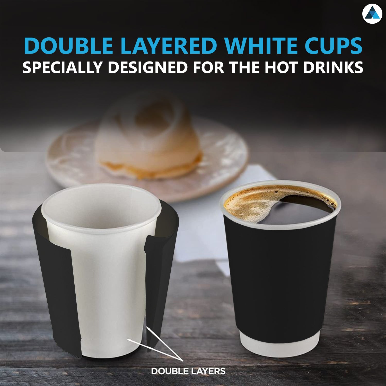 12oz Black Double Wall Paper Cups