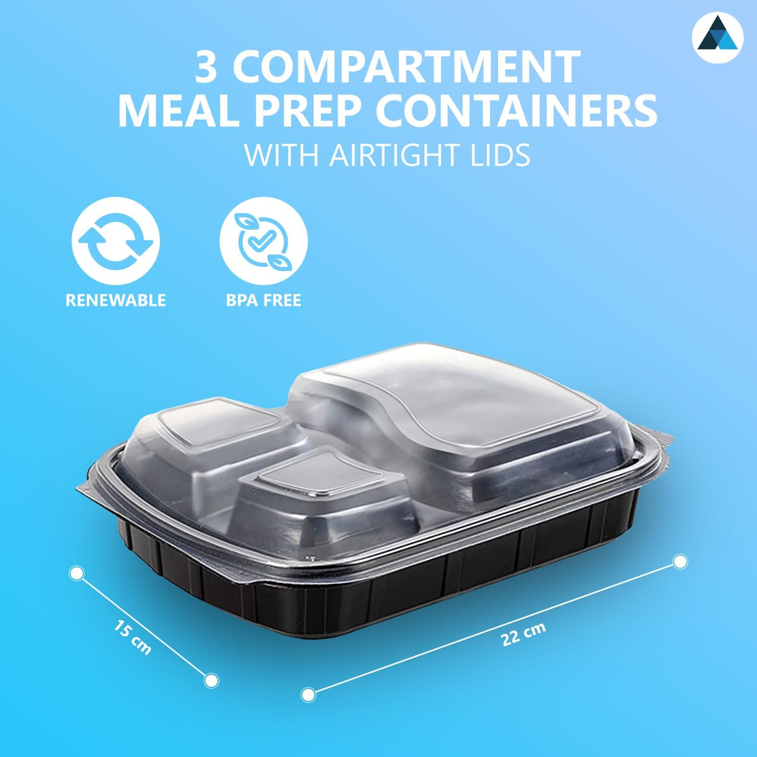 3 Compartment Meal Prep Containers
