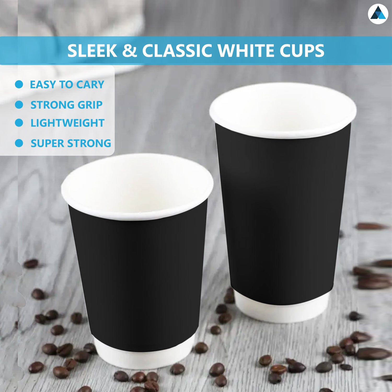 8oz Black Double Wall Paper Cups