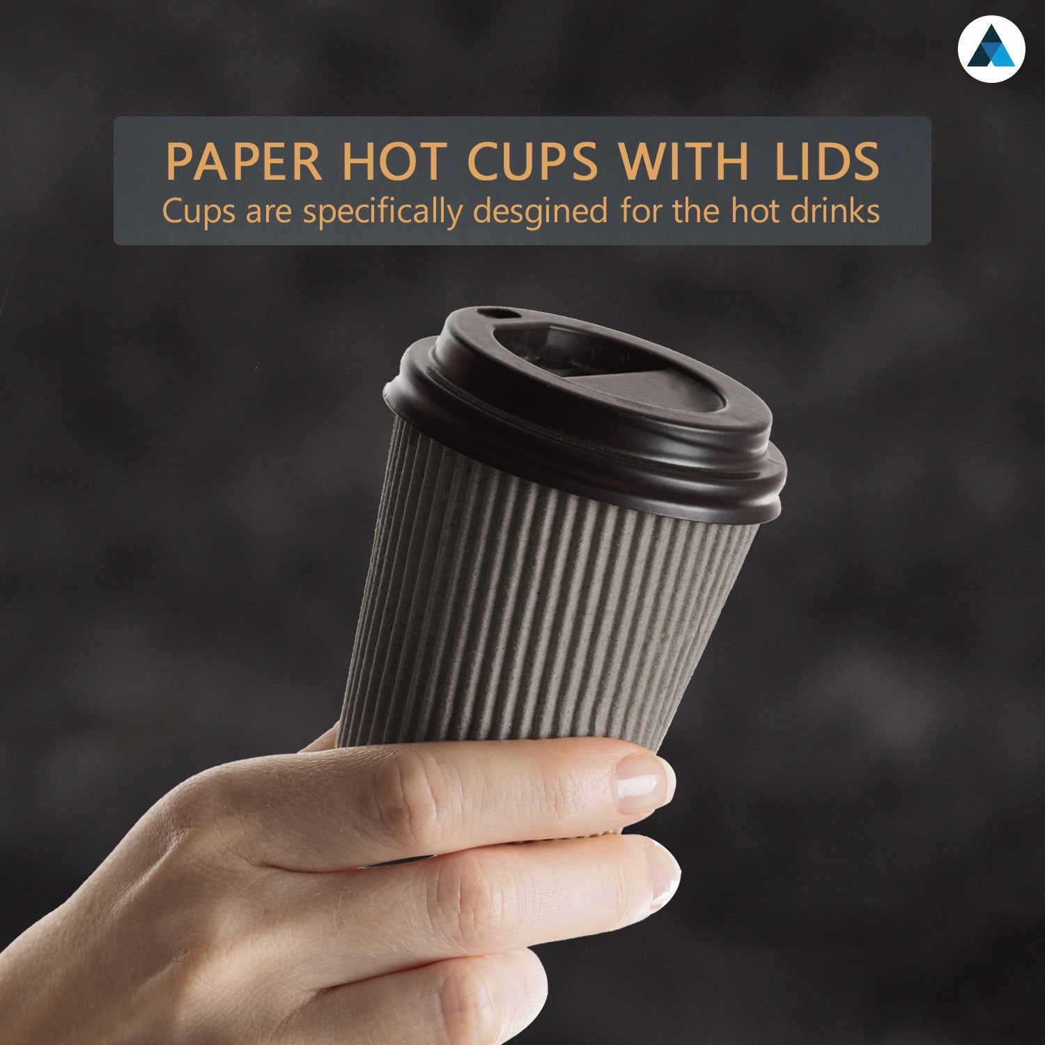 8oz Black Ripple Cups with Lids