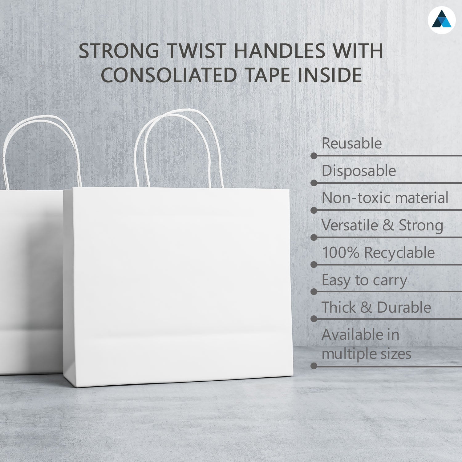 Extra large White Paper Twist Handle Bags 32x22x28cm (Copy)