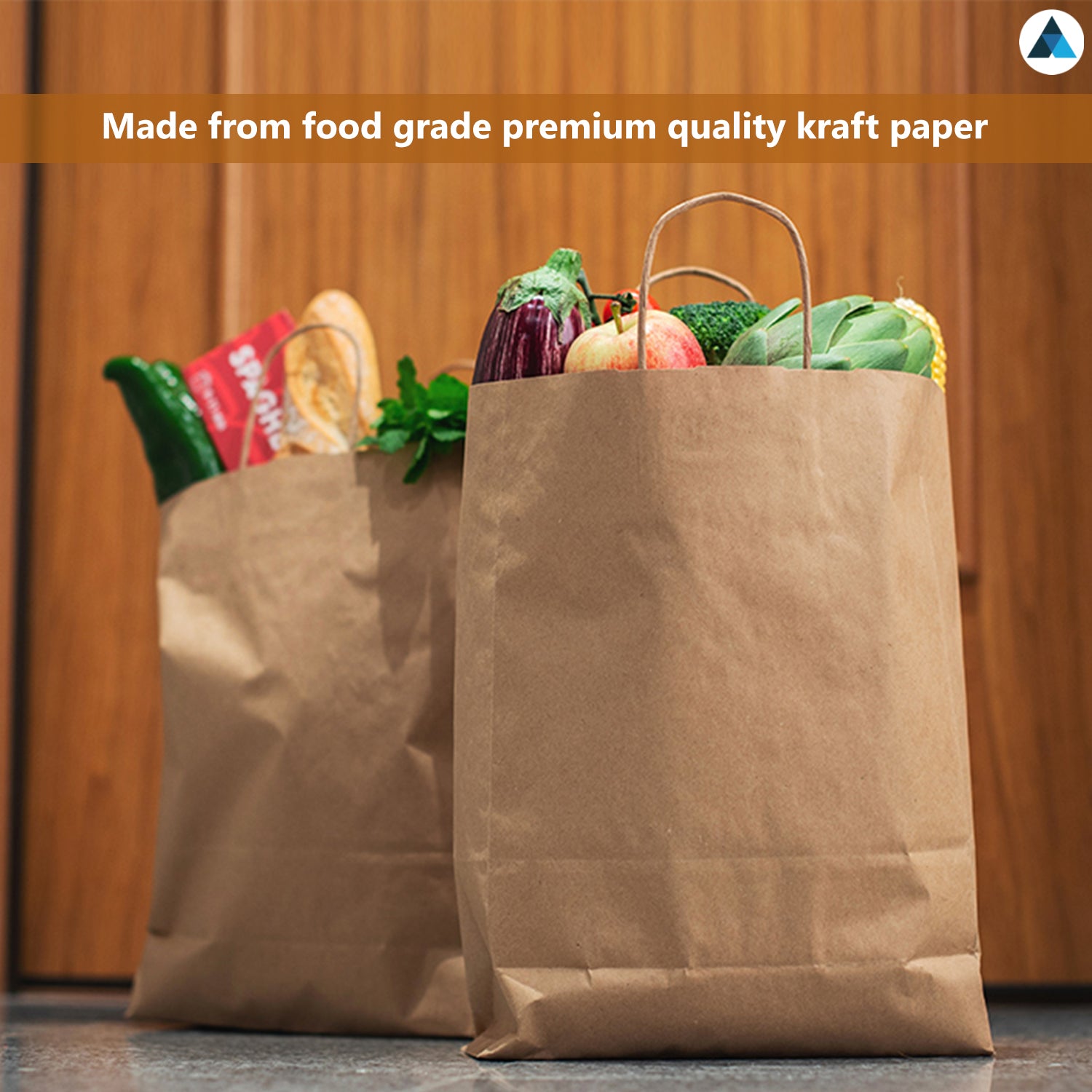 Medium Brown Paper Twist Handle Bags 20.5x12x25cm