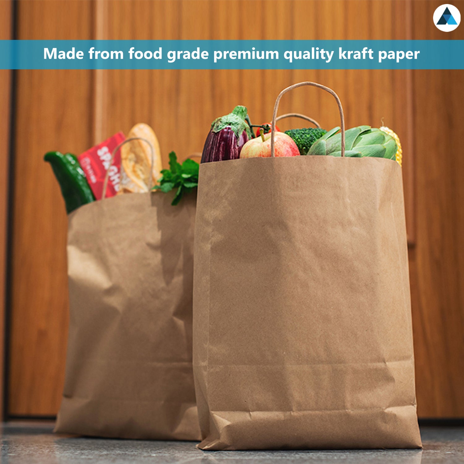 Extra Large White & Brown Paper Bags with Twisted Handles 32x22x28cm