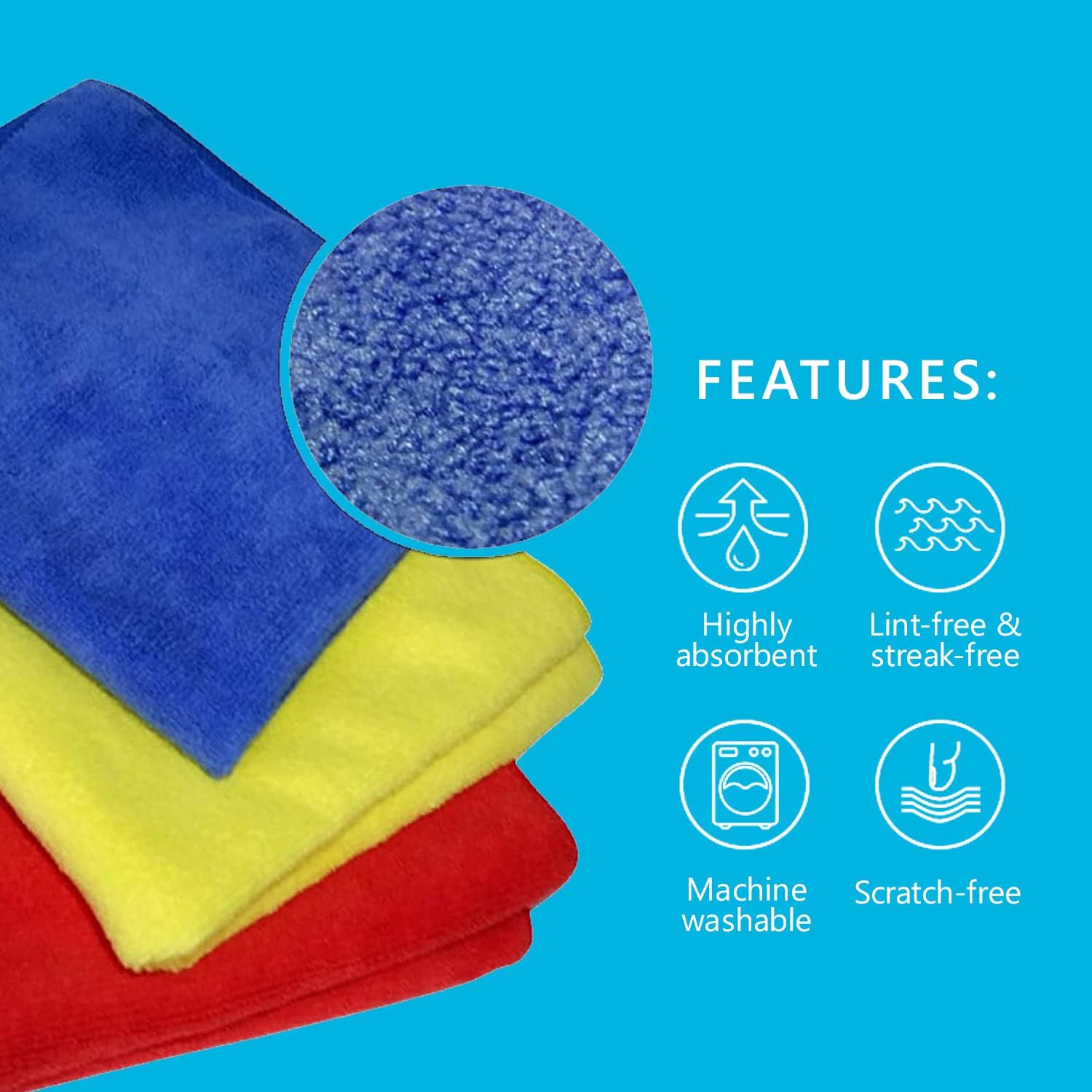 Microfiber Blue-40x40cm- Pack of 10