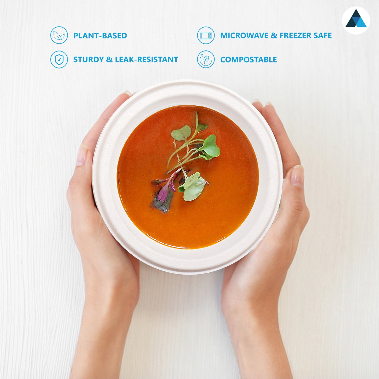 16oz White Bagasse Bowls Sugarcane Disposable