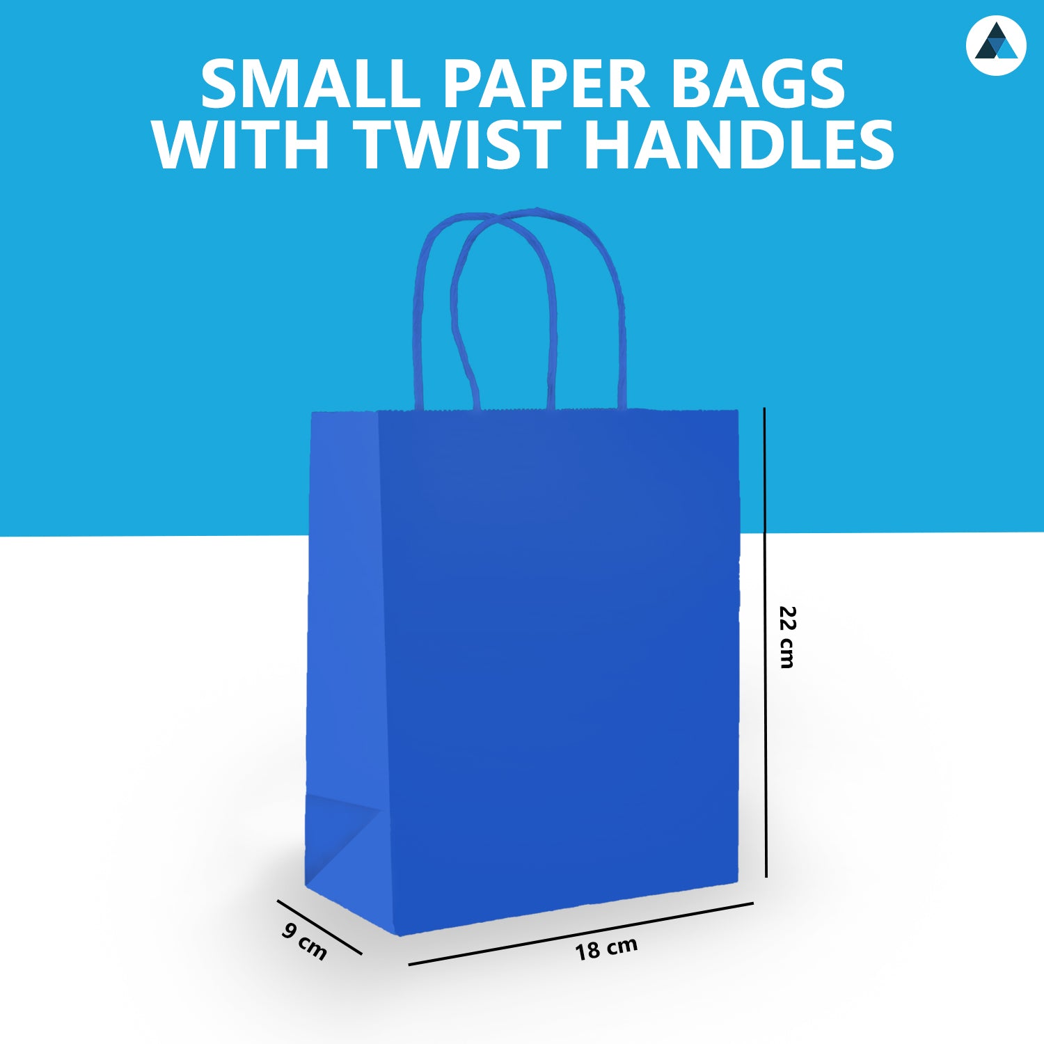 Small Blue Paper Twist Handle Bags 18x9x22cm