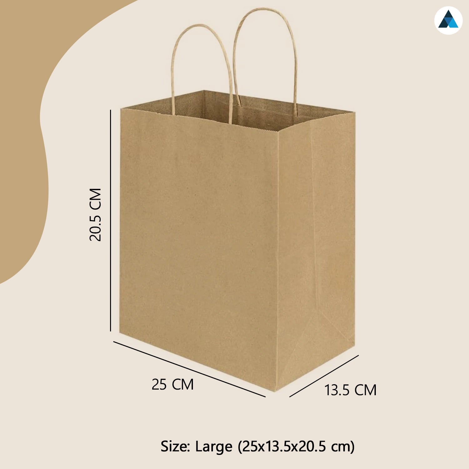 Large Brown Paper Twist Handle Bags 25x13.5x20.5cm