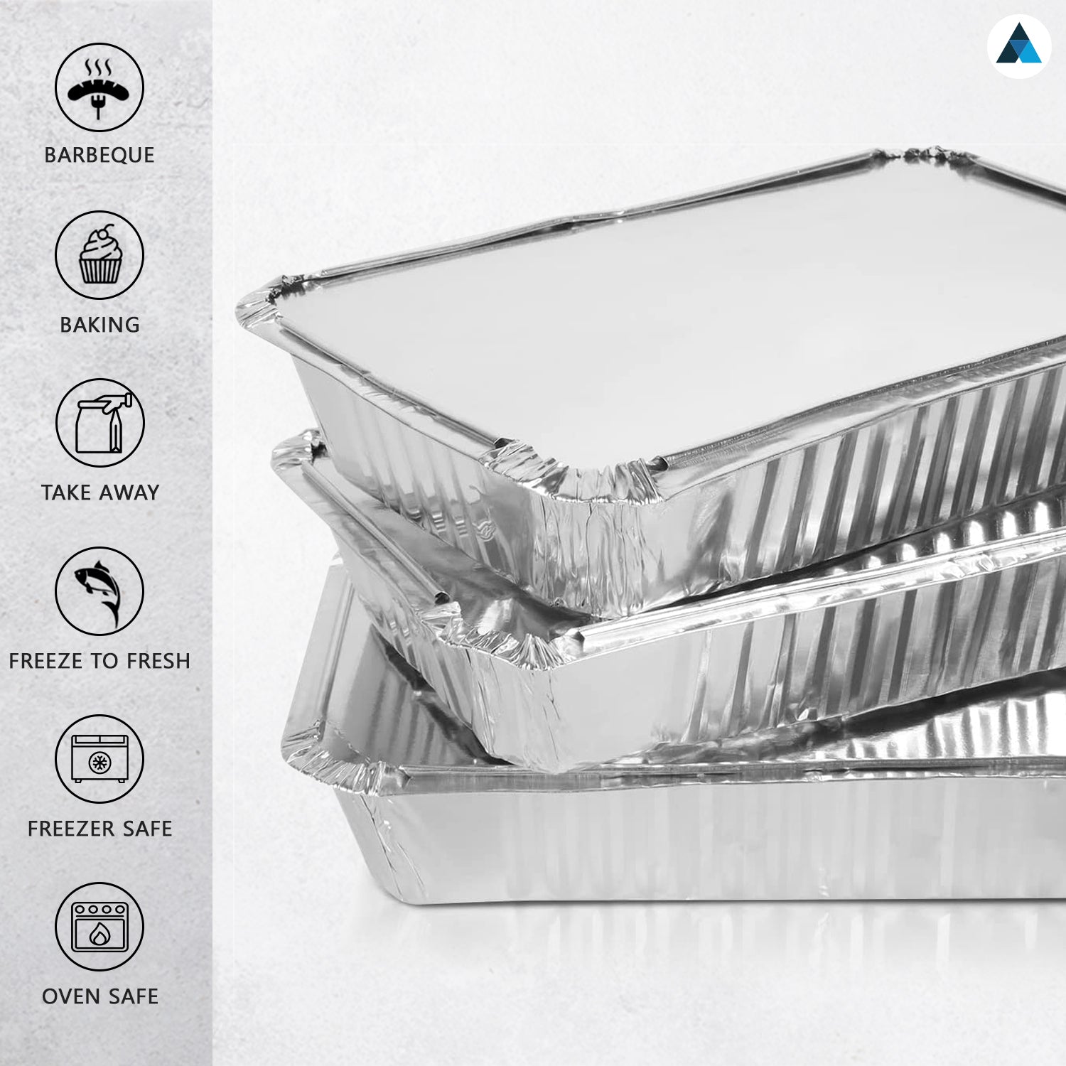 Aluminum Foil Containers with Lids 12.5 x 9.5 x 4 cm (Pack of 50)
