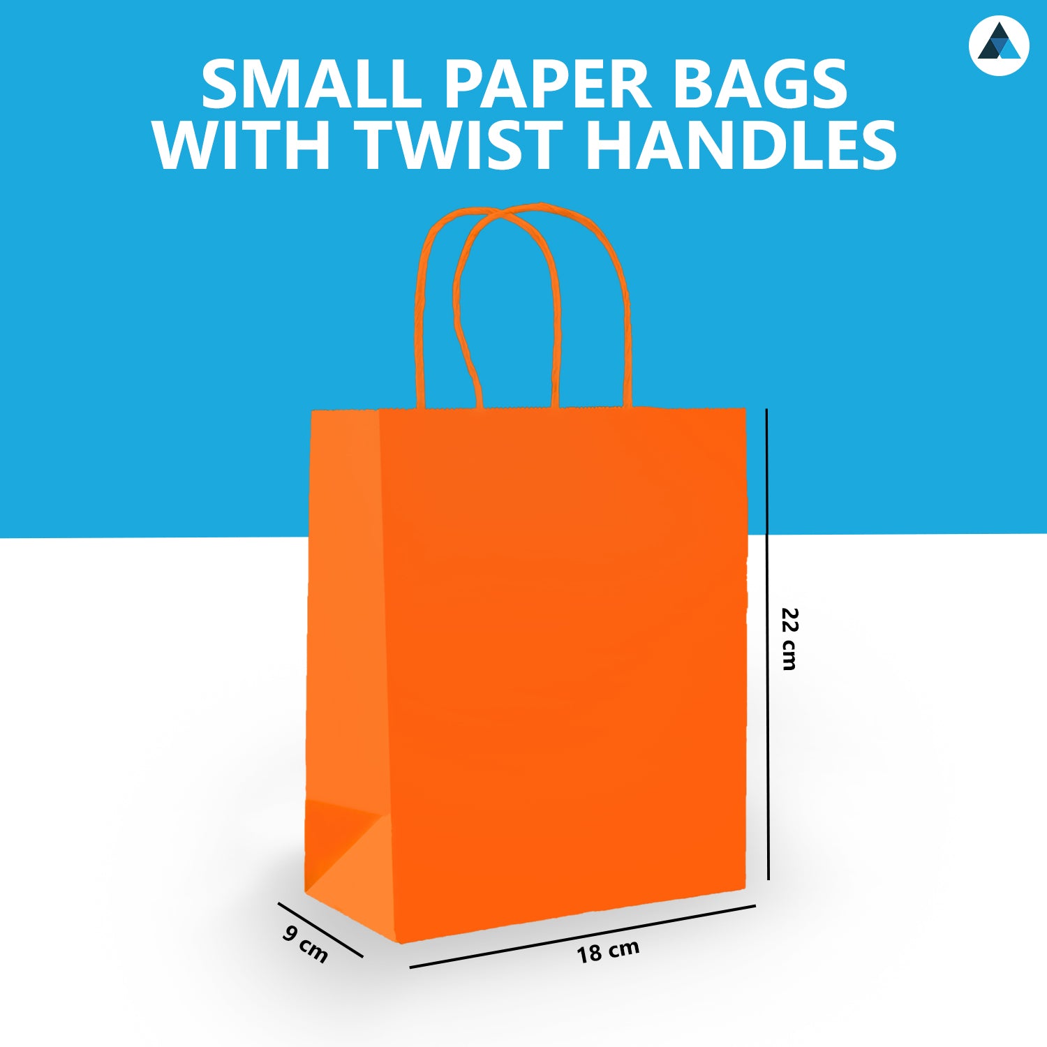 Small Orange Paper Twist Handle Bags 18x9x22cm