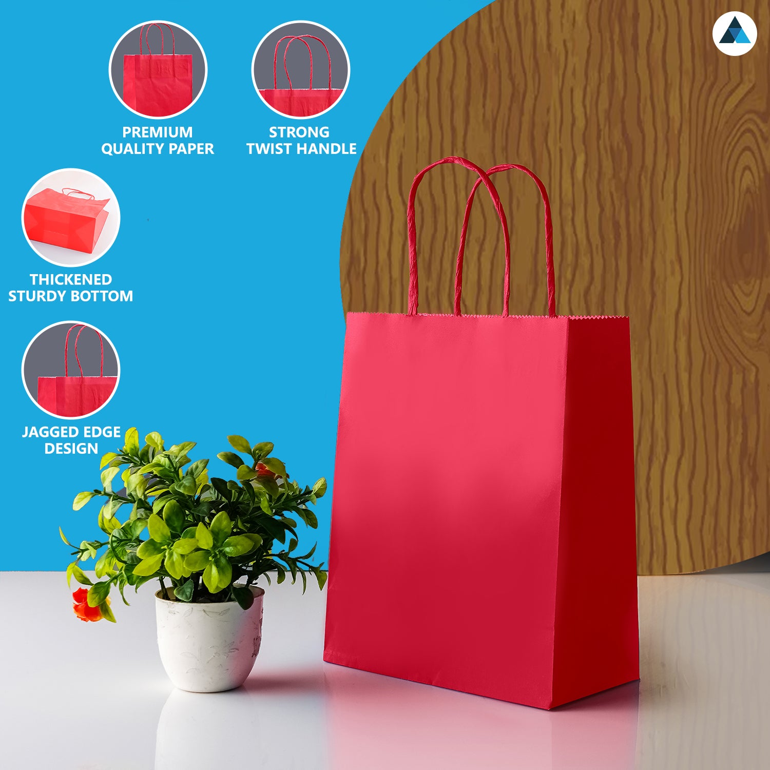 Small Pink Paper Twist Handle Bags 18x9x22cm