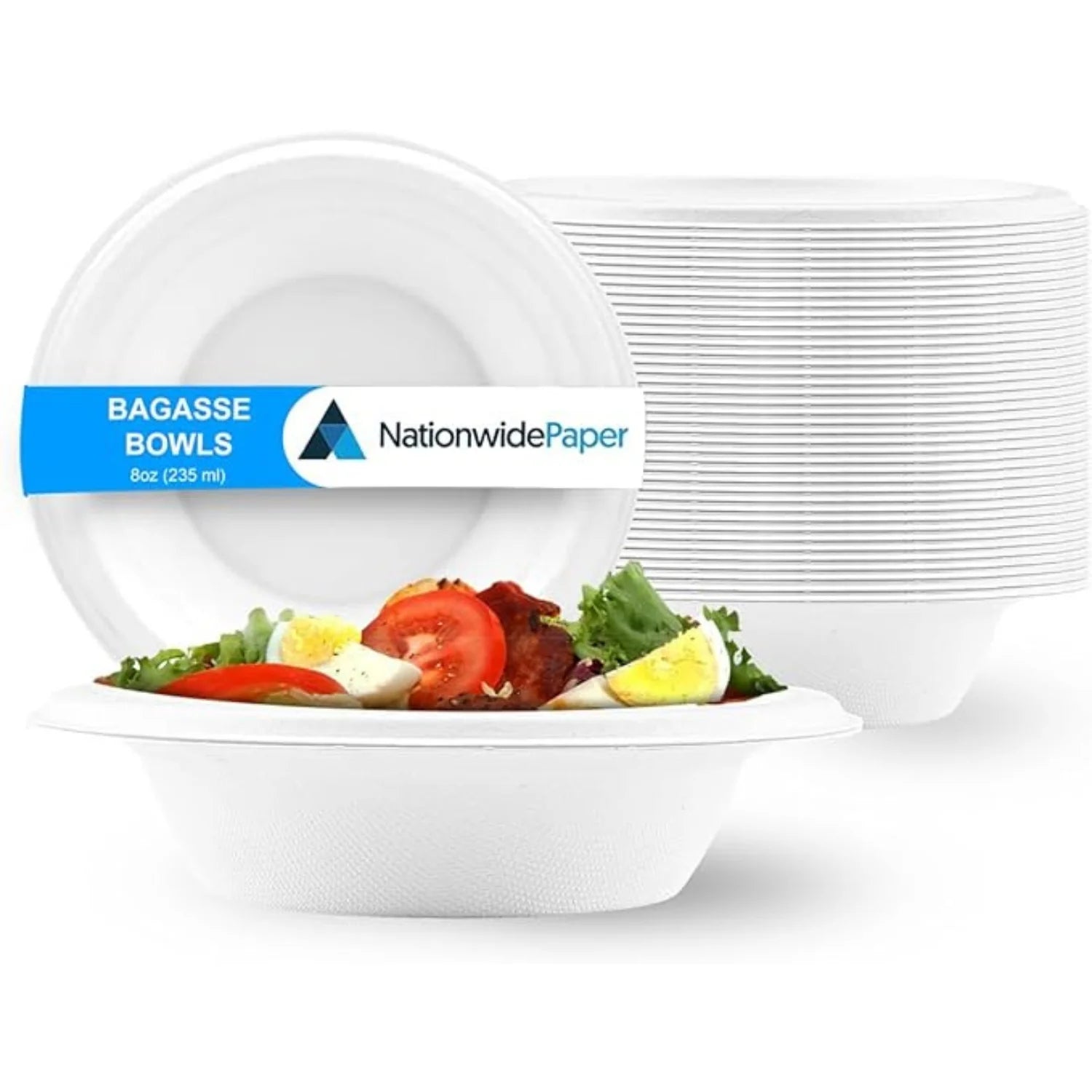 8oz White Bagasse Bowls Sugarcane Disposable