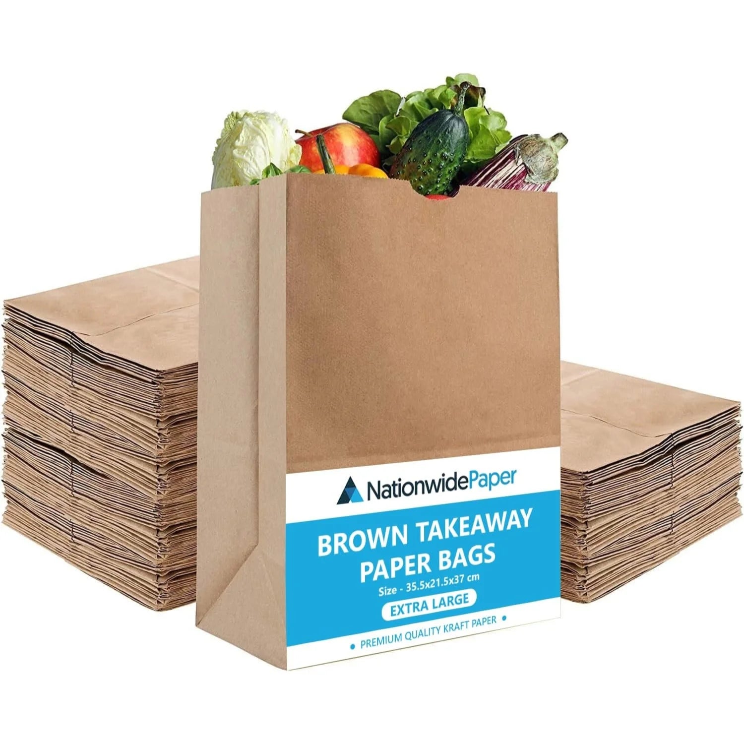 X-Large Brown Paper Takeaway Bags 31.4x16x44cm