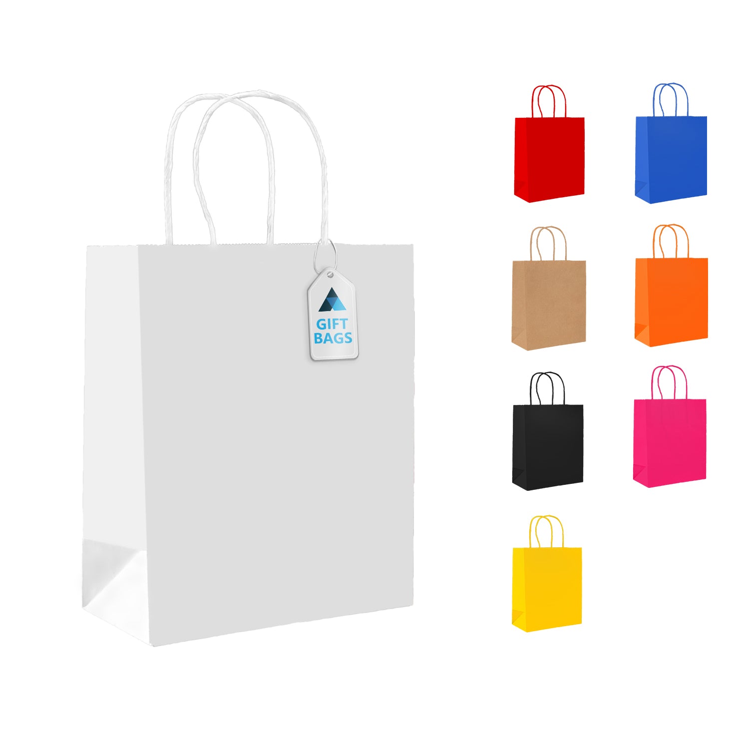 Small White Paper Twist Handle Bags 18x9x22cm